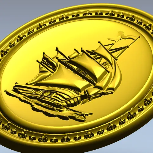 Oval Ship Medallion STL for CNC Routing