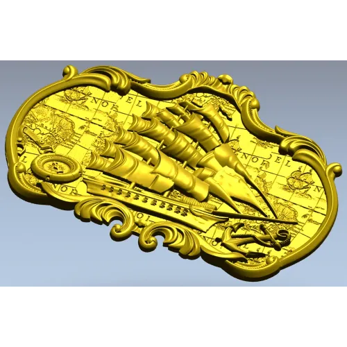 Декоративный картуш с парусником - 3D модель STL для ЧПУ
