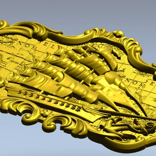 Декоративный картуш с парусником - 3D модель STL для ЧПУ