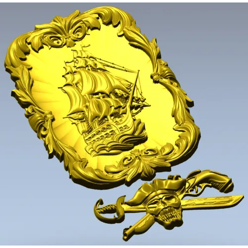 Ship Relief Plaque STL - 3D model for CNC router