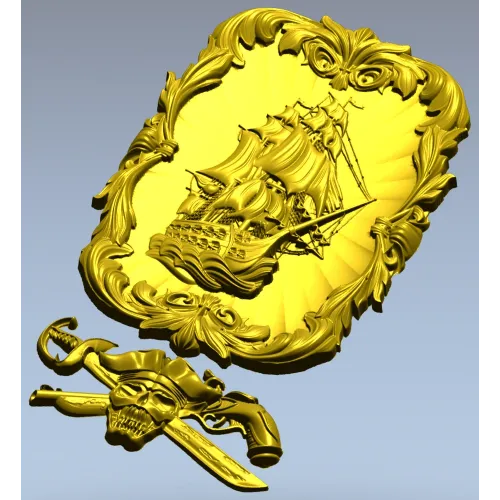 Ship Relief Plaque STL - 3D model for CNC router