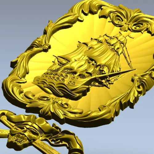 Ship Relief Plaque STL - 3D model for CNC router