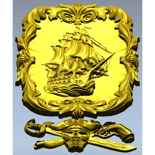 Ship Relief Plaque STL - 3D model for CNC router