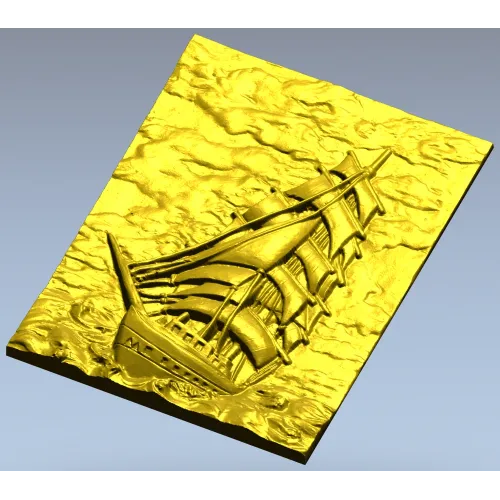 Парусник на волнах - 3D модель STL для ЧПУ