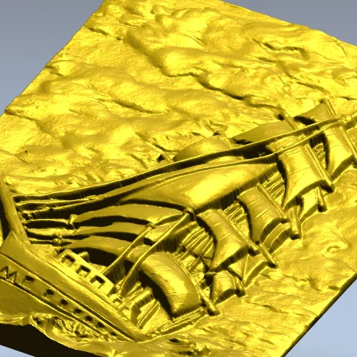 Парусник на волнах - 3D модель STL для ЧПУ