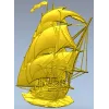 3D модель корабля в формате STL для ЧПУ - детализированный рельеф парусника