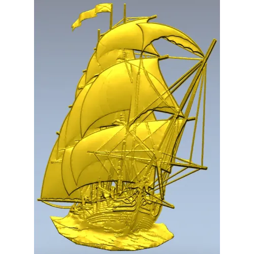 3D модель корабля в формате STL для ЧПУ - детализированный рельеф парусника