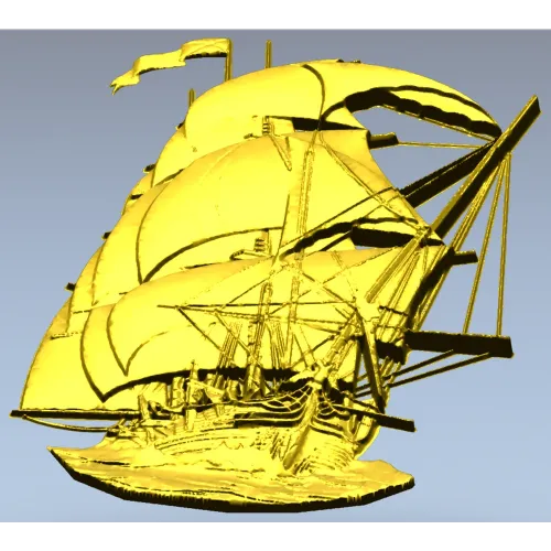 3D модель корабля в формате STL для ЧПУ - детализированный рельеф парусника