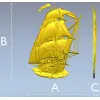 3D модель корабля в формате STL для ЧПУ - детализированный рельеф парусника