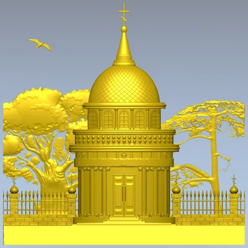 Костёльная ротонда - высокорельефная 3D модель STL для ЧПУ