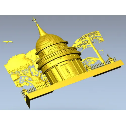 Костёльная ротонда - высокорельефная 3D модель STL для ЧПУ