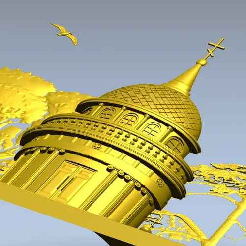 Костёльная ротонда - высокорельефная 3D модель STL для ЧПУ