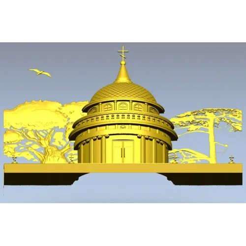 Костёльная ротонда - высокорельефная 3D модель STL для ЧПУ