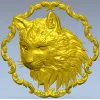 Cat Head Medallion STL - Detailed Bas-Relief for CNC