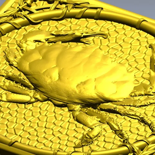 Crab Medallion Relief - STL 3D model for CNC