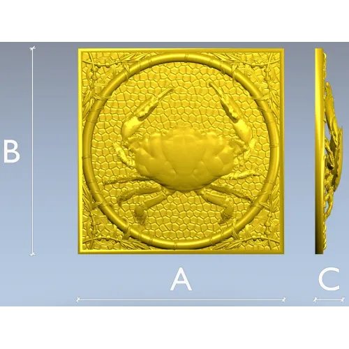 Crab Medallion Relief - STL 3D model for CNC