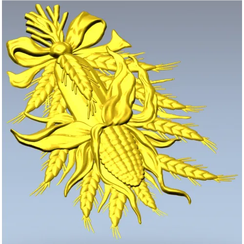 Corn & Wheat High-Relief STL for CNC