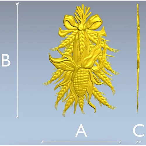 Corn & Wheat High-Relief STL for CNC