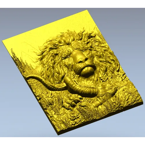 Рельефная 3D модель льва для ЧПУ - панно "Царь охоты"