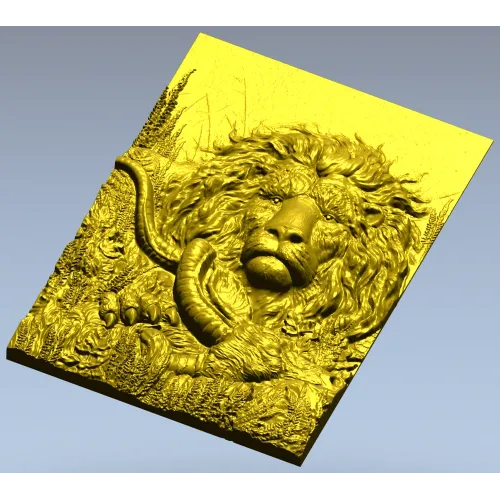 Рельефная 3D модель льва для ЧПУ - панно "Царь охоты"