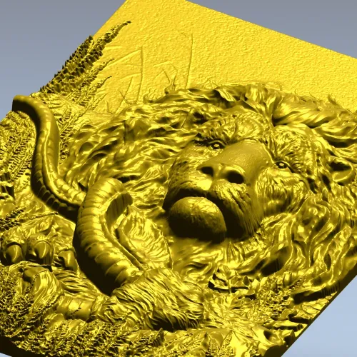 Рельефная 3D модель льва для ЧПУ - панно "Царь охоты"