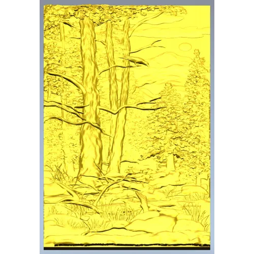 Pine Forest Relief Panel STL for CNC