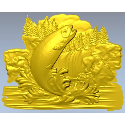 Прыжок форели - 3D модель STL для фрезеровки на ЧПУ