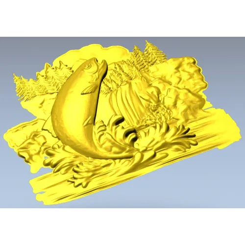 Прыжок форели - 3D модель STL для фрезеровки на ЧПУ