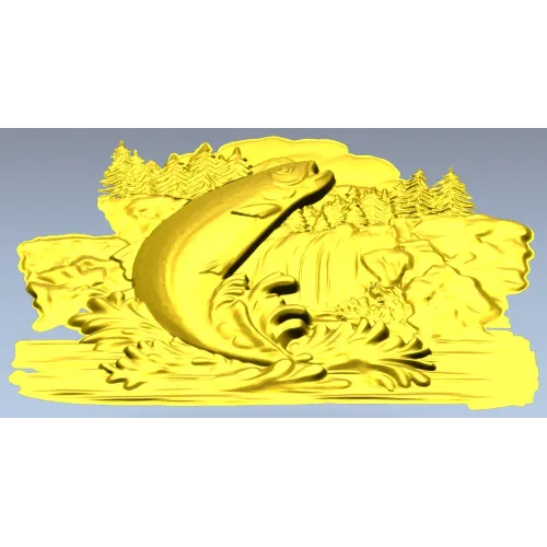Прыжок форели - 3D модель STL для фрезеровки на ЧПУ