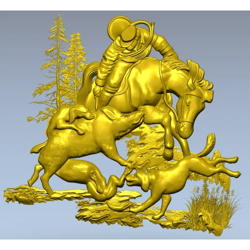 Forest Struggle - high-relief STL 3D model for CNC carving