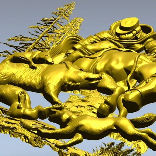 Forest Struggle - high-relief STL 3D model for CNC carving
