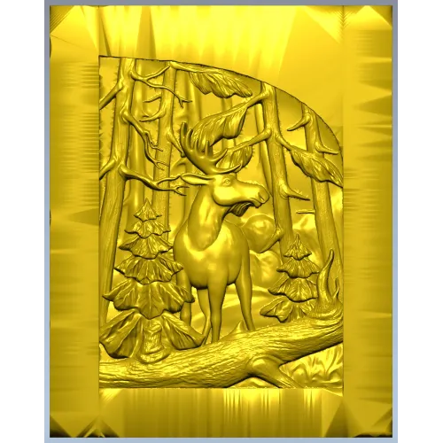 Woodland Elk - high-relief STL panel for CNC