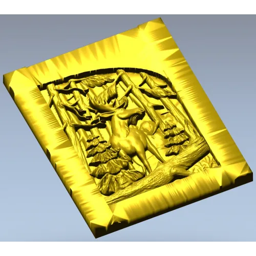 Woodland Elk - high-relief STL panel for CNC