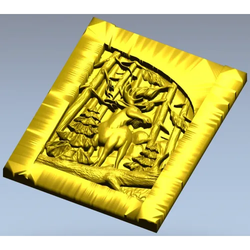 Woodland Elk - high-relief STL panel for CNC