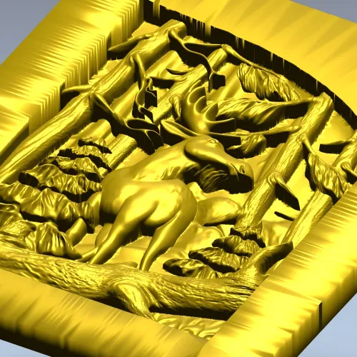 Woodland Elk - high-relief STL panel for CNC