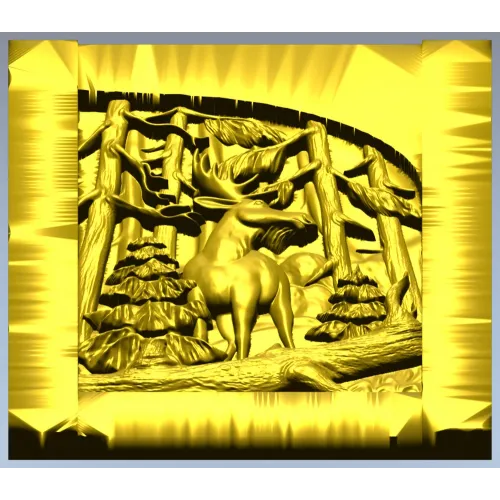 Woodland Elk - high-relief STL panel for CNC