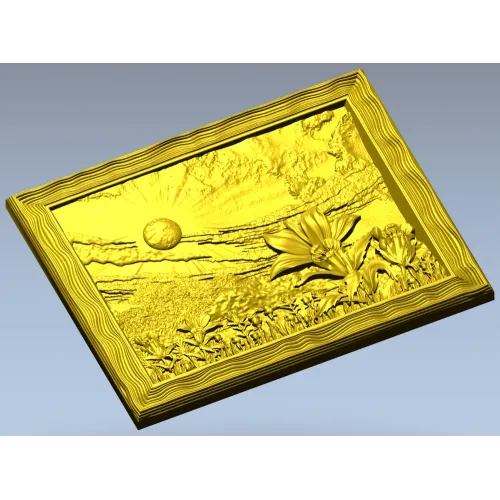 Sunlit Lily Meadow - STL 3D model for CNC carving