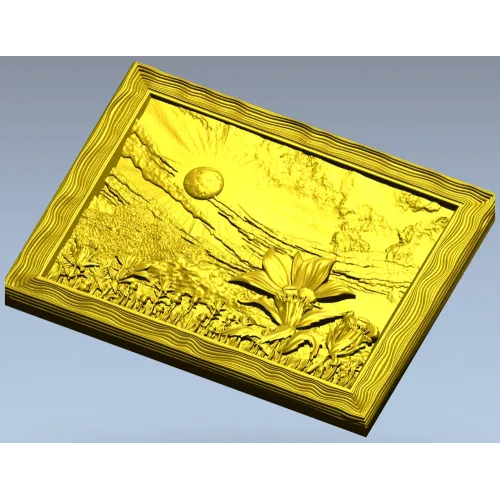 Sunlit Lily Meadow - STL 3D model for CNC carving