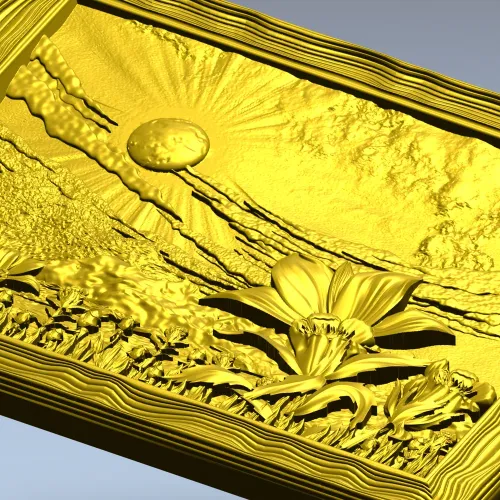 Sunlit Lily Meadow - STL 3D model for CNC carving