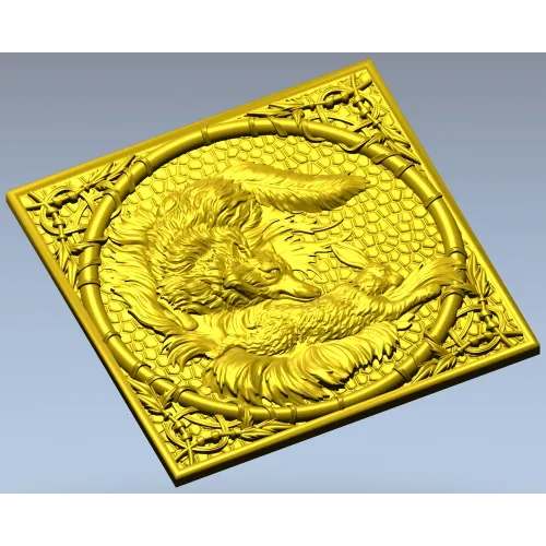 Fox and Hare High-Relief Panel STL for CNC