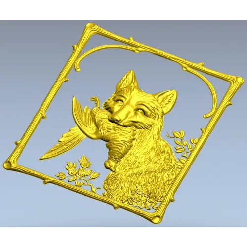 Панно с лисой и птицей - 3D модель STL для ЧПУ