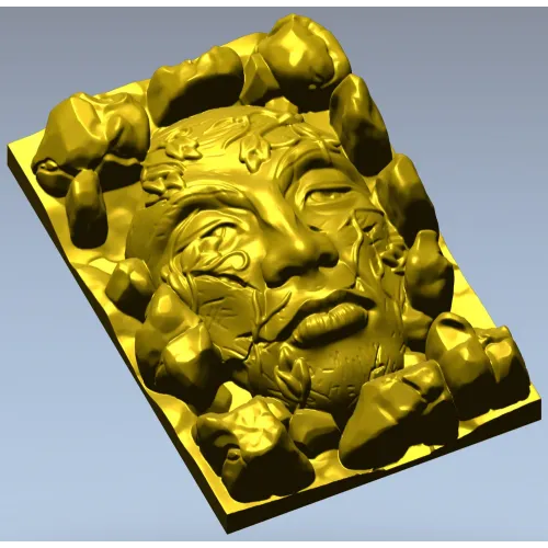 Лик в камнях - высокорельефная 3D модель STL для ЧПУ