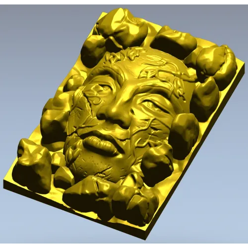 Лик в камнях - высокорельефная 3D модель STL для ЧПУ