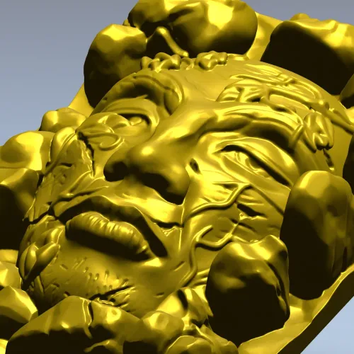 Лик в камнях - высокорельефная 3D модель STL для ЧПУ