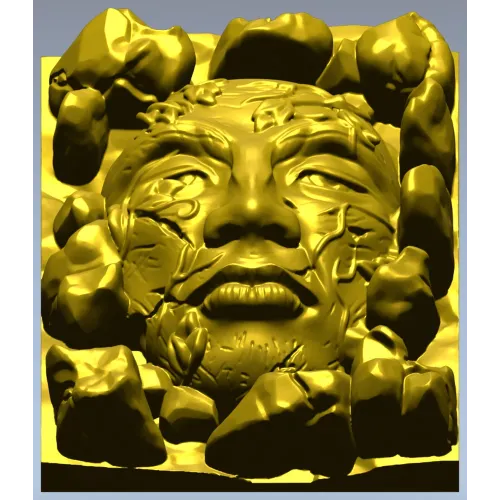 Лик в камнях - высокорельефная 3D модель STL для ЧПУ