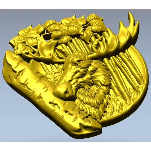 Рельефная тарелка с лосем - 3D модель STL для ЧПУ