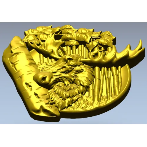 Рельефная тарелка с лосем - 3D модель STL для ЧПУ