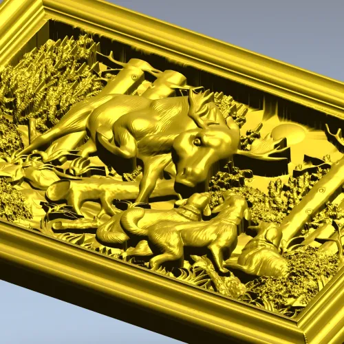 Лось и собаки - 3D модель в формате STL для ЧПУ