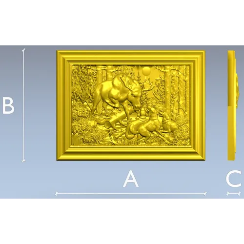 Лось и собаки - 3D модель в формате STL для ЧПУ
