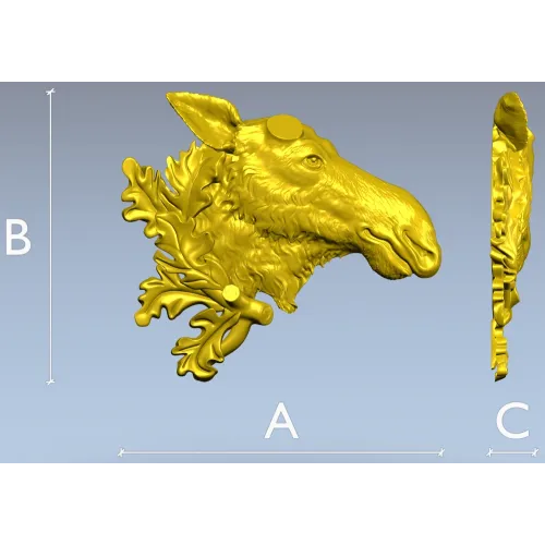 Рельефная 3D модель головы лося в формате STL для ЧПУ